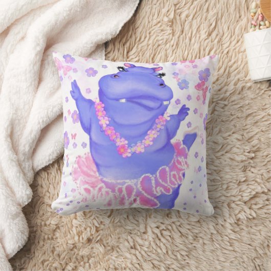 Funny Throw Pillow Ballerina Hippo Ballet Dancer Kissen (Decke)
