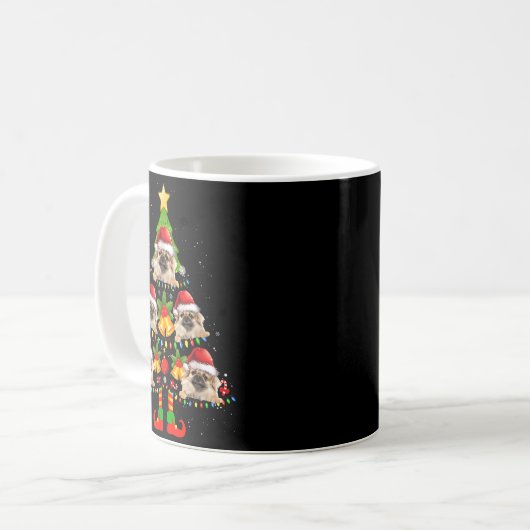 Funny Tibetan Spaniel Christmas Lights Tree Dog Lo Kaffeetasse (Vorderseite Links)
