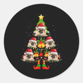 Funny Tibetan Spaniel Christmas Lights Tree Dog Lo Runder Aufkleber (Vorderseite)