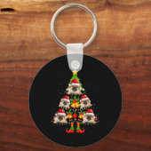 Funny Tibetan Spaniel Christmas Lights Tree Dog Lo Schlüsselanhänger (Vorderseite)