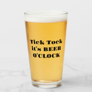 Funny Tick Tock Es ist Bierbraun O'Clock Humorvoll Glas