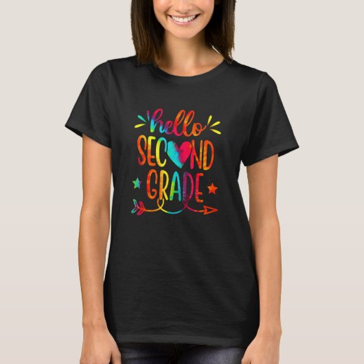 Funny Tie Dye Hello Second 2nd Grade Teacher First T-Shirt (Vorderseite)