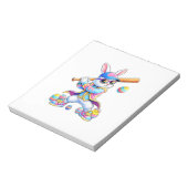 Funny Tie Dye Rabbit Baseball Easter Bunny Men Boy Notizblock (Rotiert)