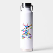 Funny Tie Dye Rabbit Baseball Easter Bunny Men Boy Trinkflasche (Vorne)