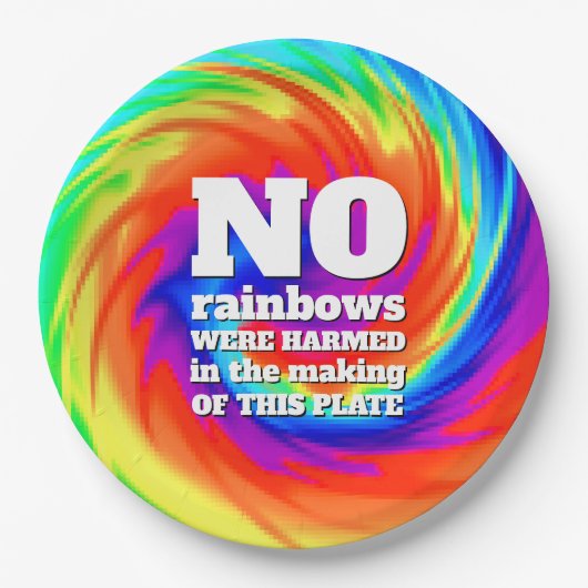 Funny TieDye No Rainbows wurden gequält ... Pappteller (Vorderseite)