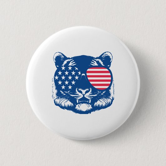 Funny Tiger American Flag Zoo Animal Patriotic 4. Button (Vorderseite)