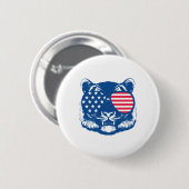 Funny Tiger American Flag Zoo Animal Patriotic 4. Button (Vorne & Hinten)