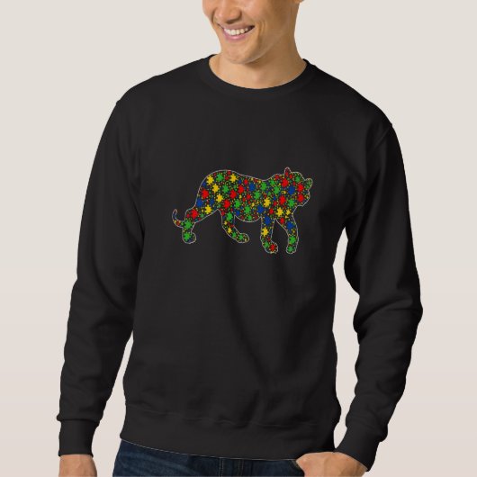 Funny Tiger Animals Puzzle Stücke Autismus Bewusst Sweatshirt (Vorderseite)