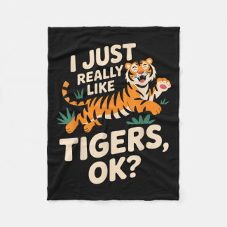 Funny Tiger Art für Männer Frauen Mädchen Tier Fleecedecke