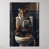 Funny Tiger Bathroom Print, Reading Newspaper on Poster (Vorne)