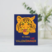 Funny Tiger Be My ValenDinner Postkarte (Stehend Vorderseite)