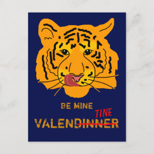 Funny Tiger Be My ValenDinner Postkarte