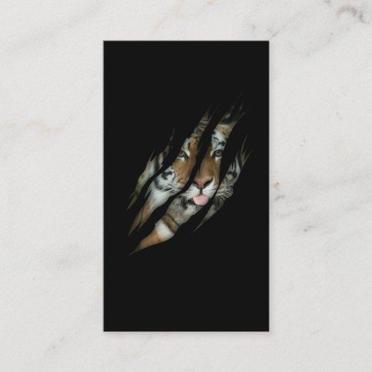 Funny Tiger Face Torn Claw Wild Safari Tierkatze Visitenkarte (Vorderseite)