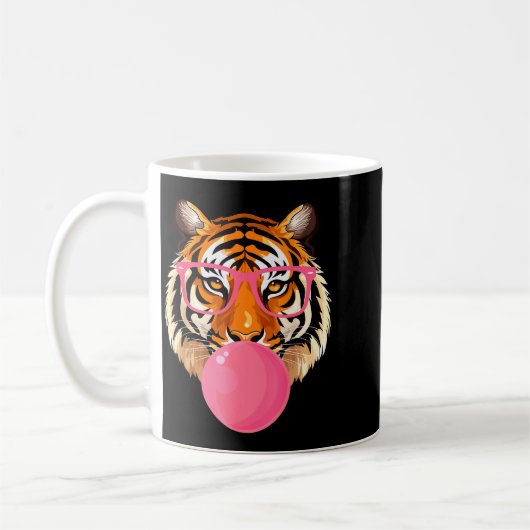 Funny Tiger Gles Blowing Bubble Gum Cute Tiger Fac Kaffeetasse (Links)