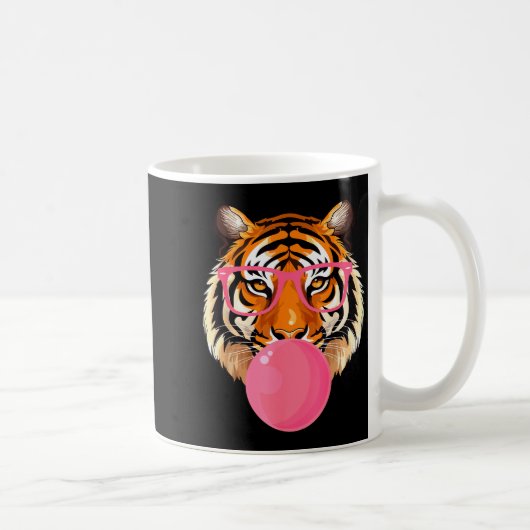 Funny Tiger Gles Blowing Bubble Gum Cute Tiger Fac Kaffeetasse (Rechts)