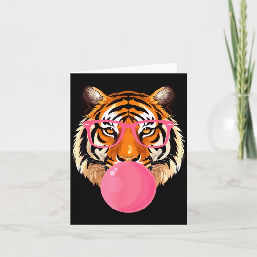 Funny Tiger Gles Blowing Bubble Gum Cute Tiger Fac Karte (Vorderseite)