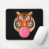 Funny Tiger Gles Blowing Bubble Gum Cute Tiger Fac Mousepad (Mit Mouse)