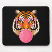 Funny Tiger Gles Blowing Bubble Gum Cute Tiger Fac Mousepad (Vorne)