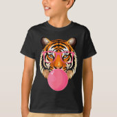 Funny Tiger Gles Blowing Bubble Gum Cute Tiger Fac T-Shirt (Vorderseite)