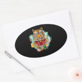 Funny Tiger Hipster Fotograf Geschenk Ovaler Aufkleber (Umschlag)