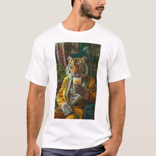 Funny Tiger in Human Clothing Drink Kaffee T-Sh T-Shirt