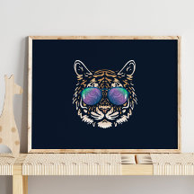 Funny Tiger | Mit Sonnenbrille Mauer drucken