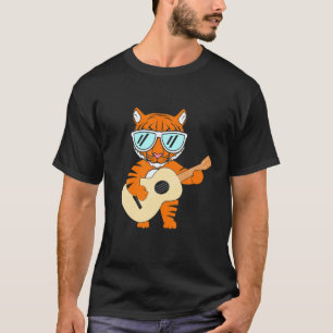 Funny Tiger Niedliche Gitarrist Tiger Tier Vintag  T-Shirt