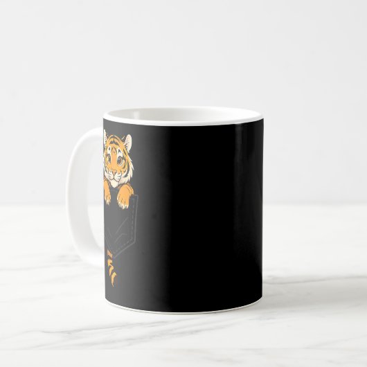 Funny Tiger Peeking In Cket Animal Lover Men Women Kaffeetasse (Vorderseite Links)