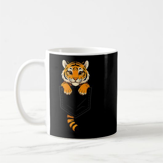Funny Tiger Peeking In Cket Animal Lover Men Women Kaffeetasse (Links)