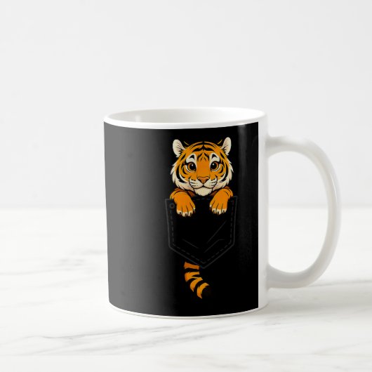 Funny Tiger Peeking In Cket Animal Lover Men Women Kaffeetasse (Rechts)