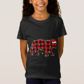 Funny Tiger Weihnachtsbaum Rote Karierte Weihnacht T-Shirt (Vorderseite)