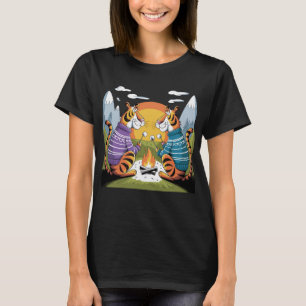Funny Tigers Roasting Marshmallows Art T-Shirt