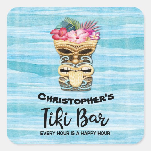 Funny TIki Bar Monogram Party Sticker (Vorderseite)