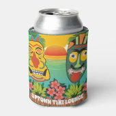 Funny Tiki Faces mit tropischem Sonnenuntergang un Dosenkühler (Kanne Vorderseite)