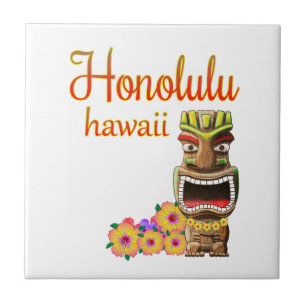 Funny Tiki Honolulu Hawaii Fliese