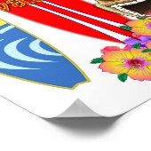 Funny Tiki Honolulu Hawaii Surfing Poster (Ecke)