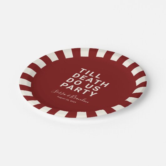 Funny Till Death Do us Party Hochzeit oder Verlobu Pappteller (Schrägansicht)