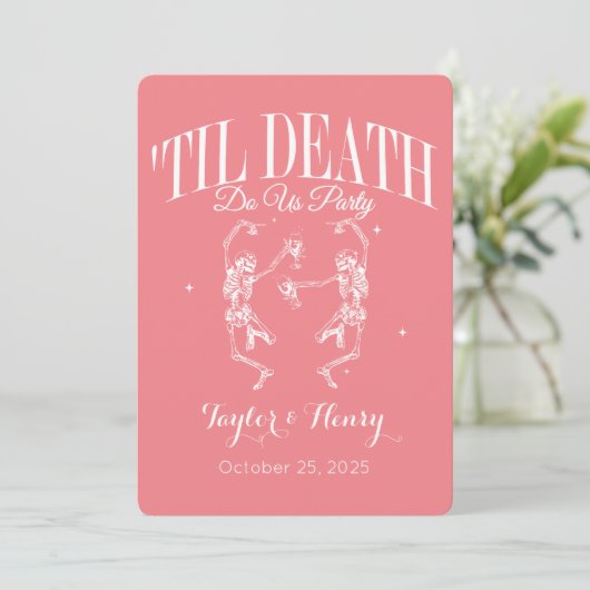 Funny Till Death Do us Party Hochzeitseinladungen Einladung (Stehend Vorderseite)
