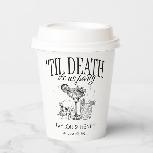 Funny Till Death Do us Party Hochzeitspapier Cups Pappbecher (Vorderseite)