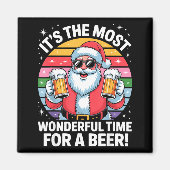 Funny Time For A Beer Santa Christmas  Magnet (Vorne)