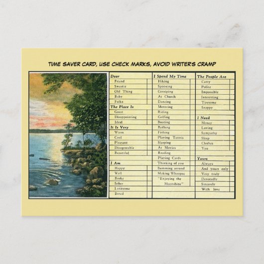 Funny Time Saver für faule Leute Postkarte (Vorderseite)