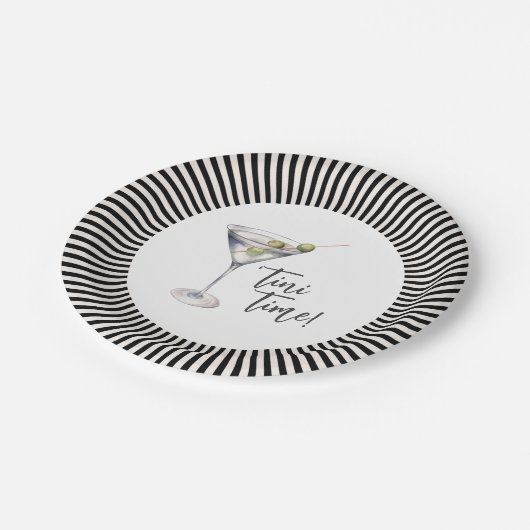 Funny 'Tini Time Martini Cocktail Party Pappteller (Schrägansicht)