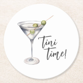 Funny 'Tini Time Martini Cocktail Runder Pappuntersetzer