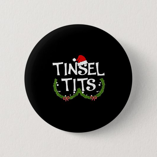 Funny Tinsel Matching Jingle Christmas Couples Button (Vorderseite)