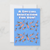 Funny Tintenfisch Schule mit Blasen Cartoon Einladung (Rückseite)