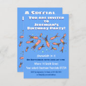 Funny Tintenfisch Schule mit Blasen Cartoon Einladung (Vorne/Hinten)