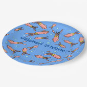 Funny Tintenfisch Schule mit Blasen Cartoon Pappteller (Schrägansicht)