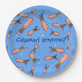 Funny Tintenfisch Schule mit Blasen Cartoon Pappteller (Vorderseite)