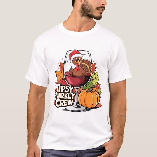Funny Tipsy Turkey Crew Thanksgiving Wine Party T-Shirt (Vorderseite)