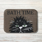Funny Tired Black Cat Bath Time Haggled Badematte